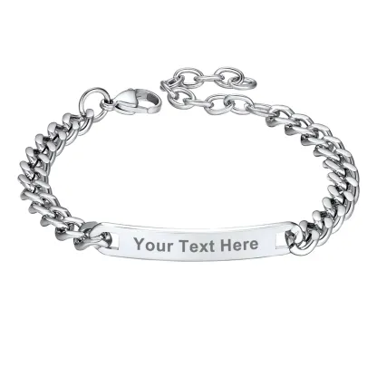 Bracelet Personnalisé en Chaîne Cuban Gravé 