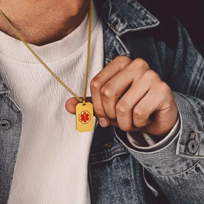 Collier Médical Personnalisé avec Gravure en Acier Inoxydable