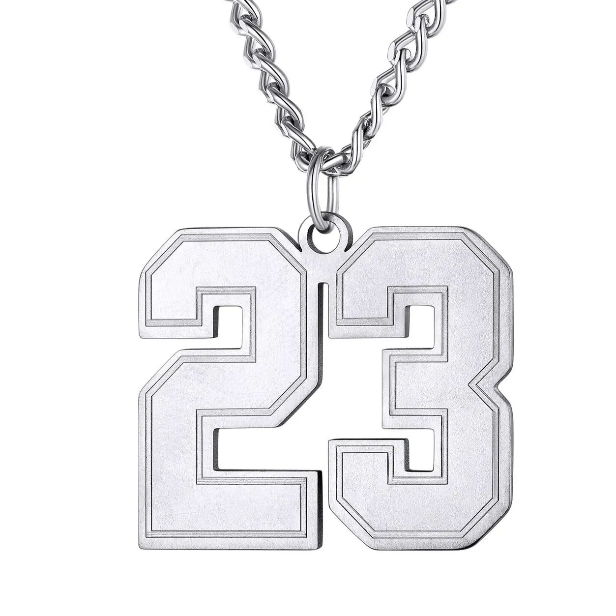 Collier Pendentif Personnalisé avec Numéro pour Homme 23