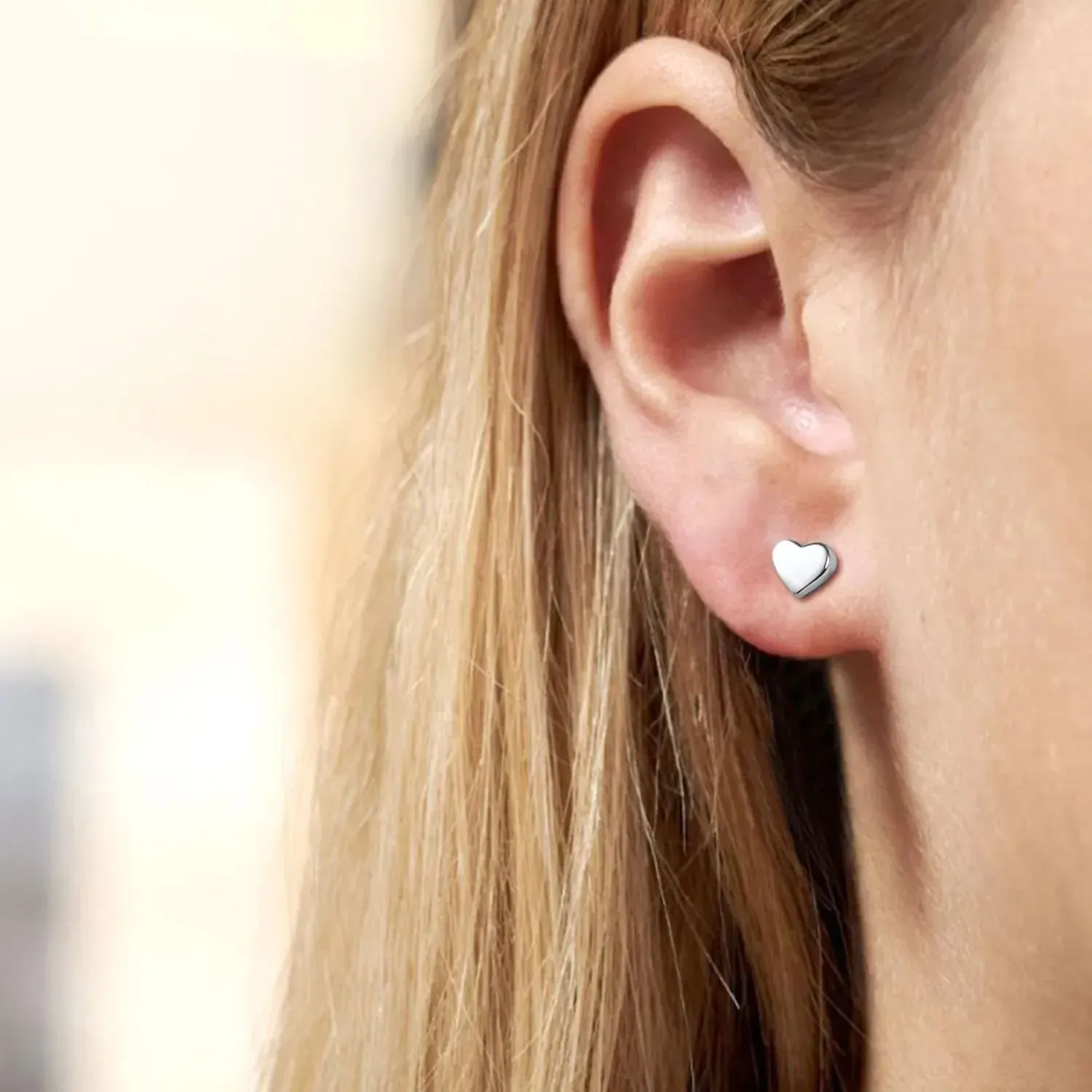 Boucles d'oreilles Clous en Argent Sterling 925  Cœur 