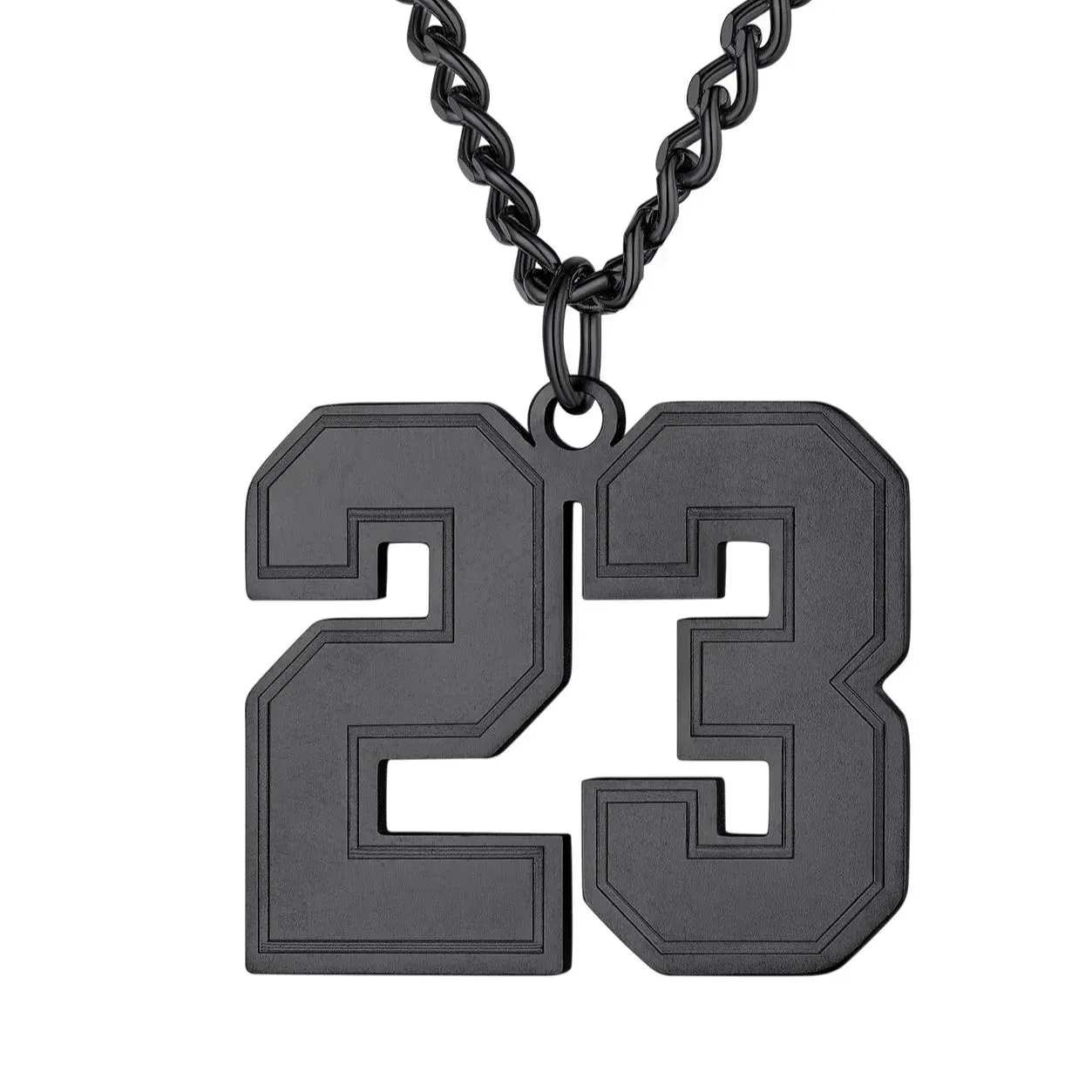 Collier Pendentif Personnalisé avec Numéro pour Homme Noir 23