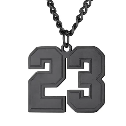 Collier Pendentif Personnalisé avec Numéro pour Homme Noir 23