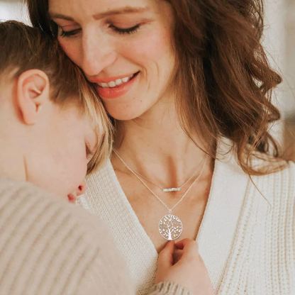 Collier Personnalisé Rond Arbre de Vie avec Noms Modèle