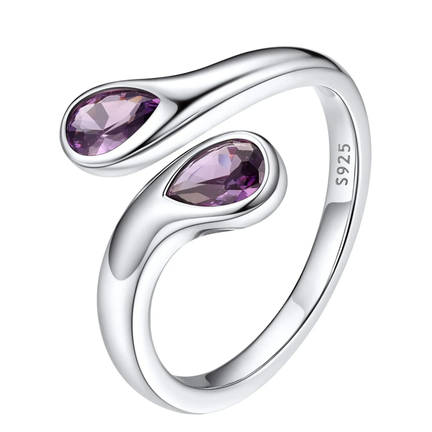 Bague Ajustable en Argent Sterling avec Pierre de Naissance pour Femme Mars - Aiguemarine