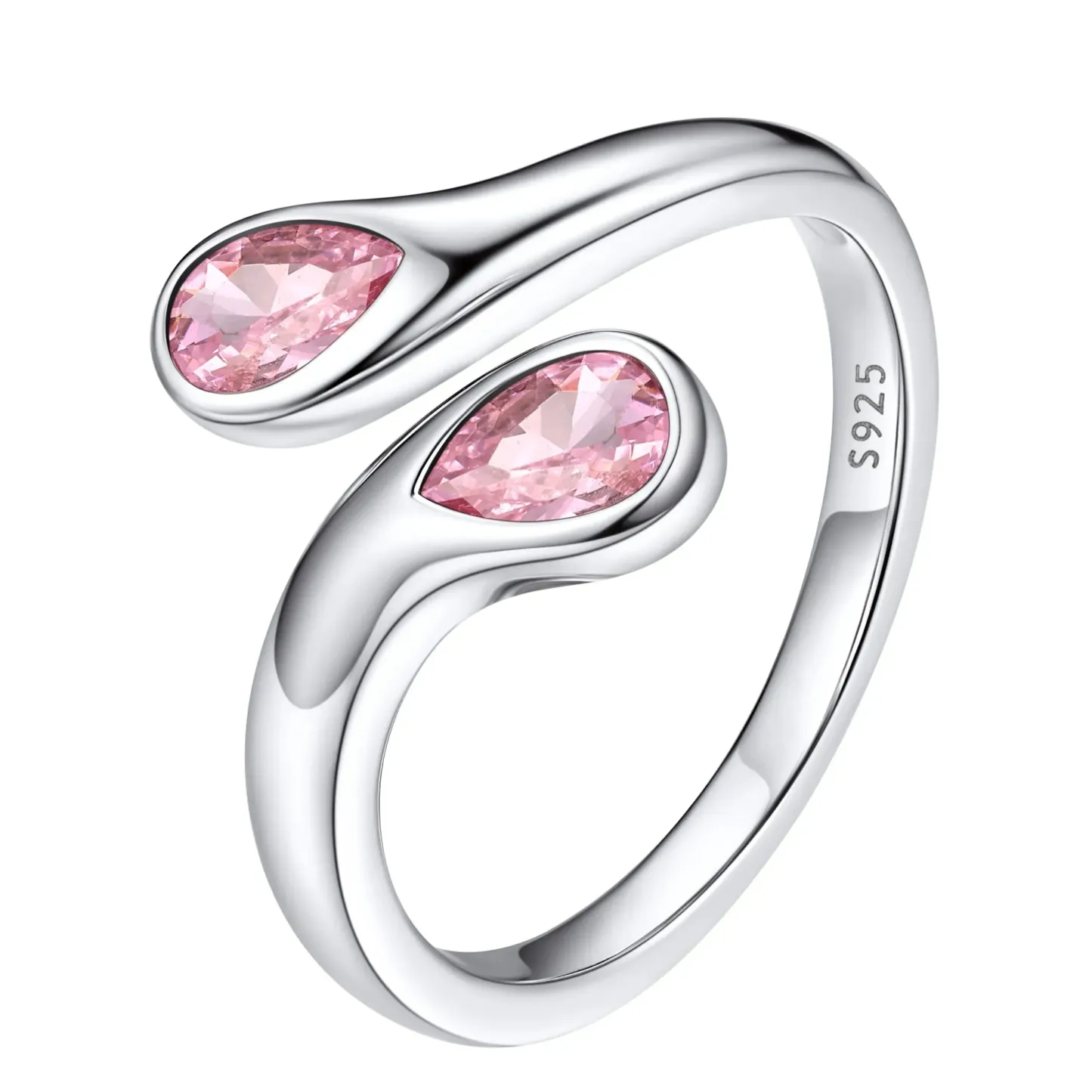 Bague Ajustable en Argent Sterling avec Pierre de Naissance pour Femme Octobre - Tourmaline