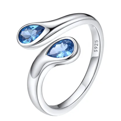 Bague Ajustable en Argent Sterling avec Pierre de Naissance pour Femme Décembre - Tanzanite