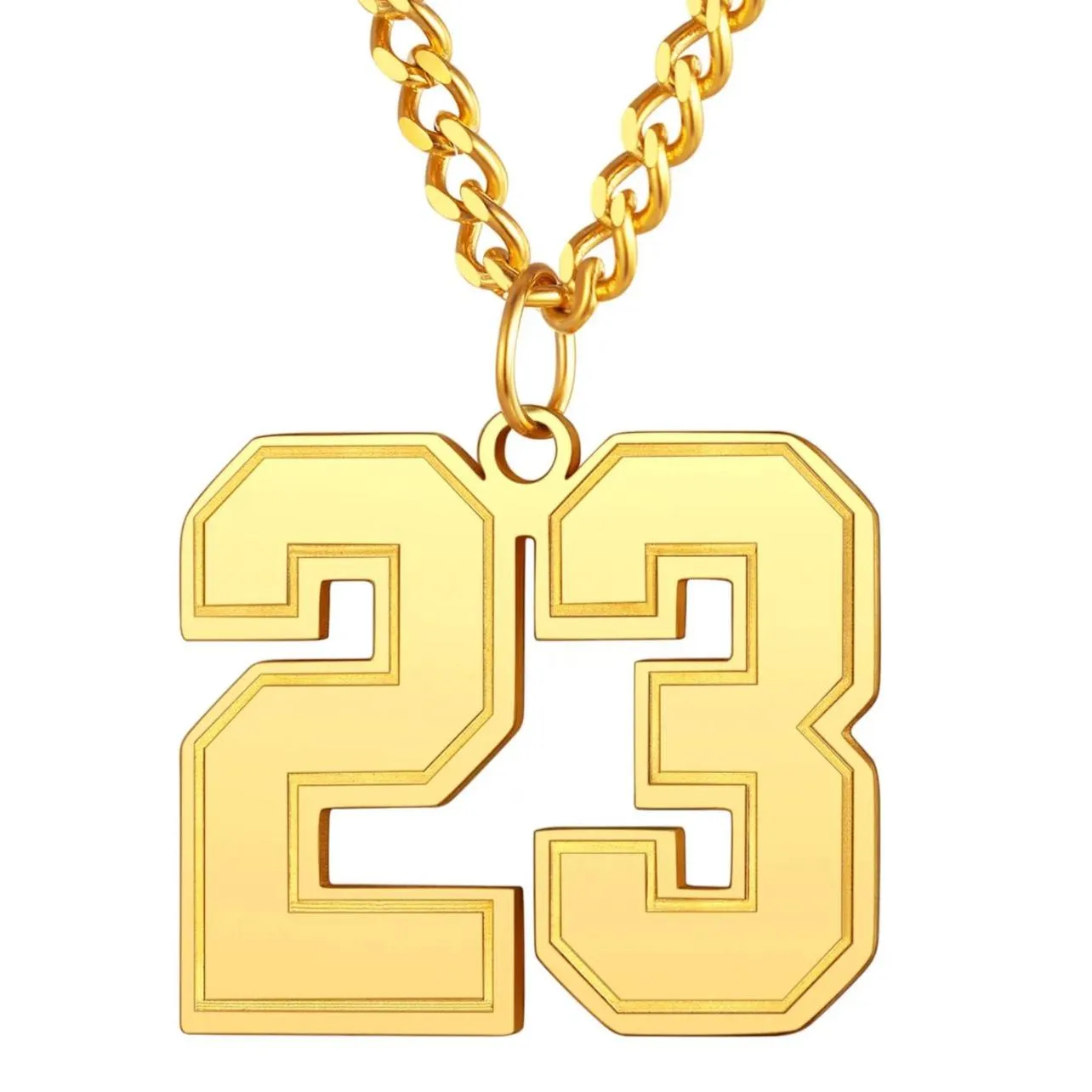 Collier Pendentif Personnalisé avec Numéro pour Homme Or 23