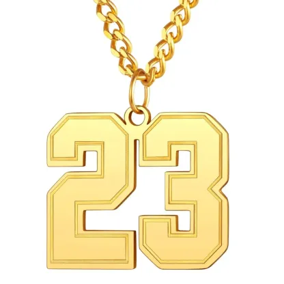 Collier Pendentif Personnalisé avec Numéro pour Homme Or 23