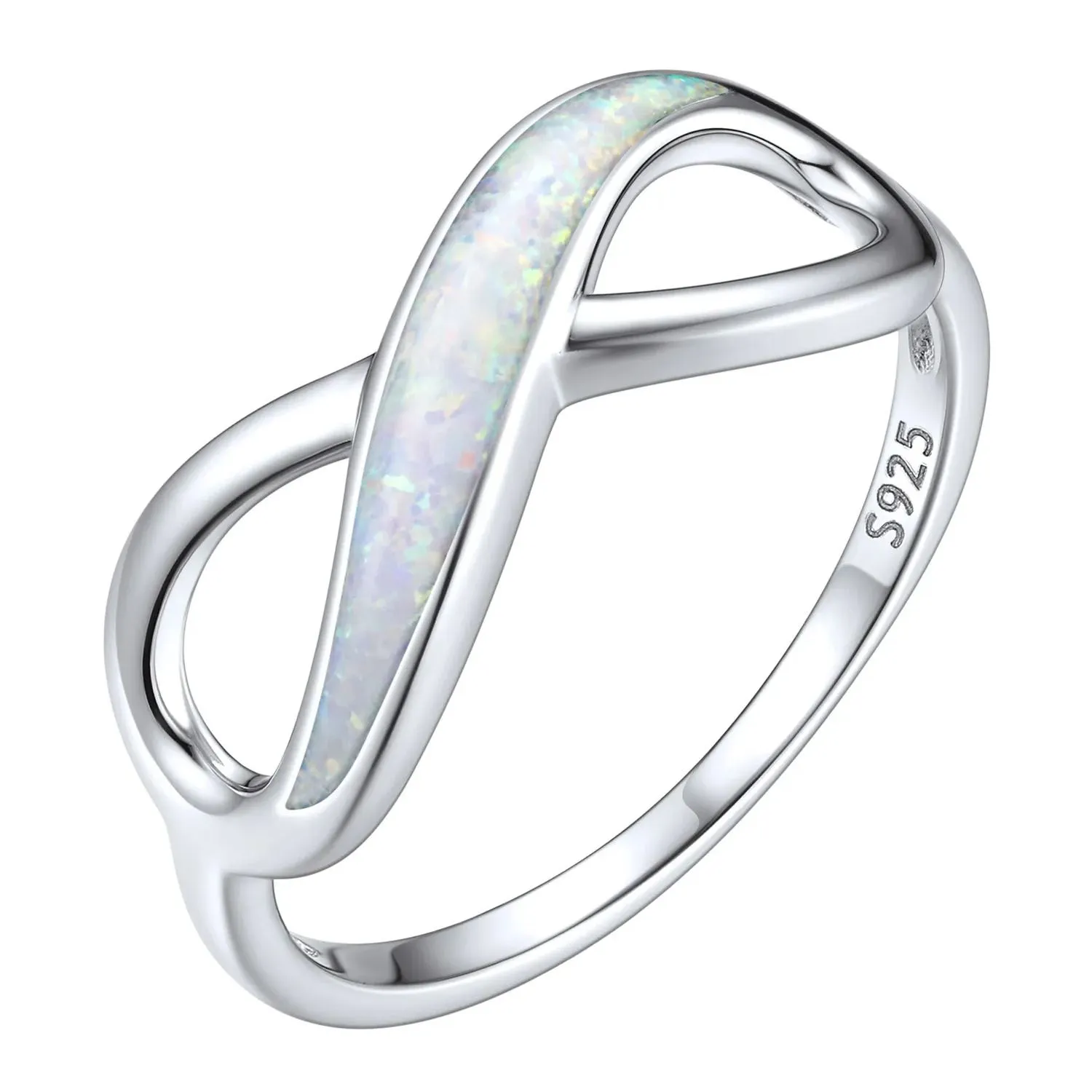 Bague Promesse Infini avec Opale en Argent Sterling 925 pour Femme Argenté