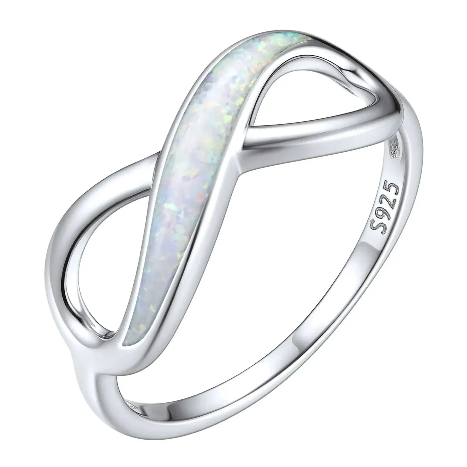 Bague Promesse Infini avec Opale en Argent Sterling 925 pour Femme Argenté