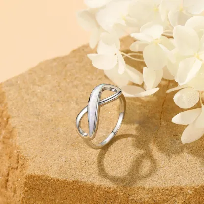 Bague Promesse Infini avec Opale en Argent Sterling pour Femme