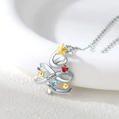 Collier Pendentif Arbre de Noël Personnalisé avec Pierre Scène