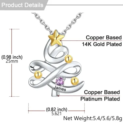 Collier Pendentif Arbre de Noël Personnalisé avec Pierre de Naissance Taille