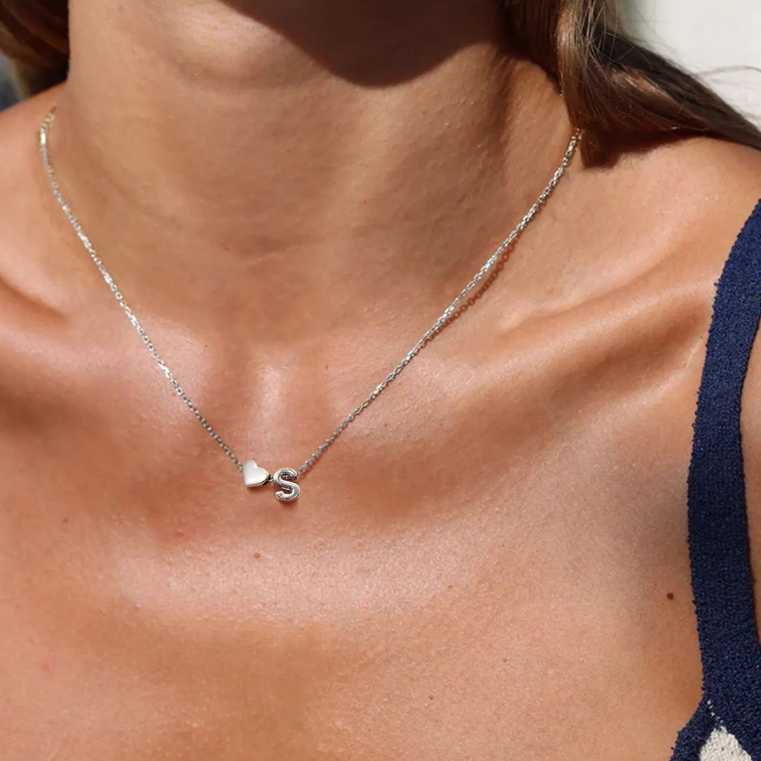 Collier avec Initiale en Argent 925 pour Femme