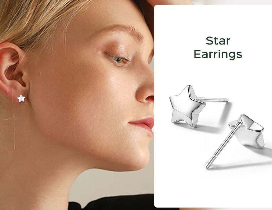 Clous d'Oreilles Étoile Initiale Gravée en Argent 925