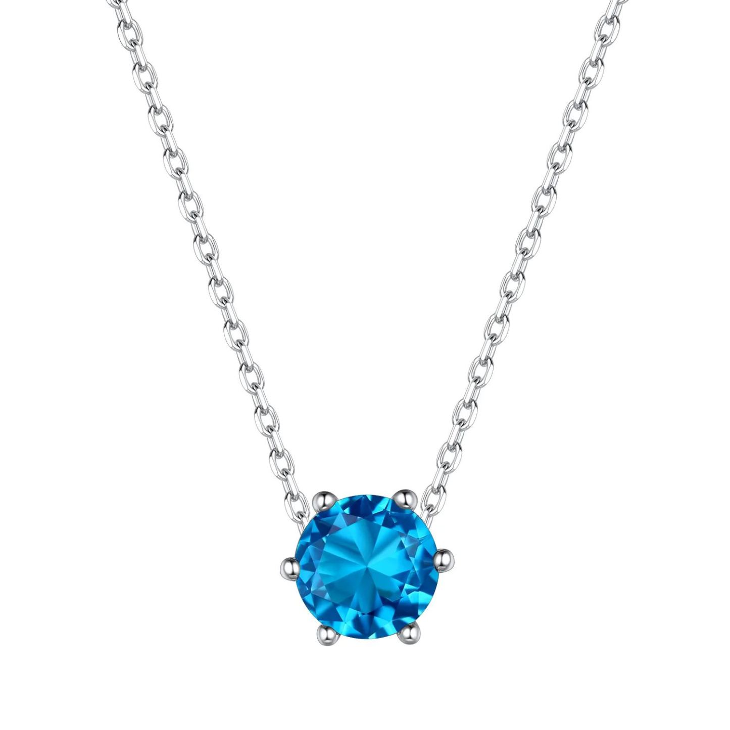 Collier Pendentif avec Pierre de Naissance Créée en Argent Sterling et Coupe Ronde Décembre-Tanzanite