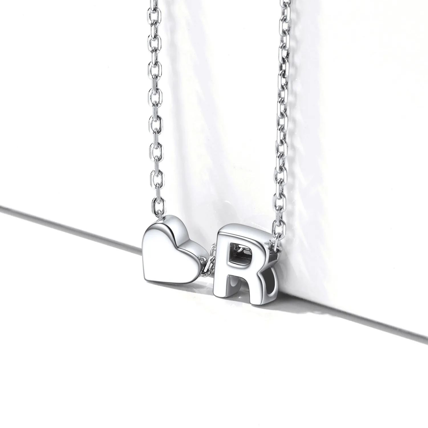 Collier Cœur avec Initiale en Argent Sterling 925 pour Femme