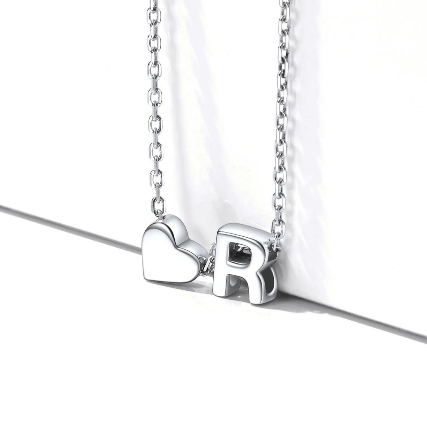 Collier Cœur avec Initiale en Argent Sterling 925 pour Femme