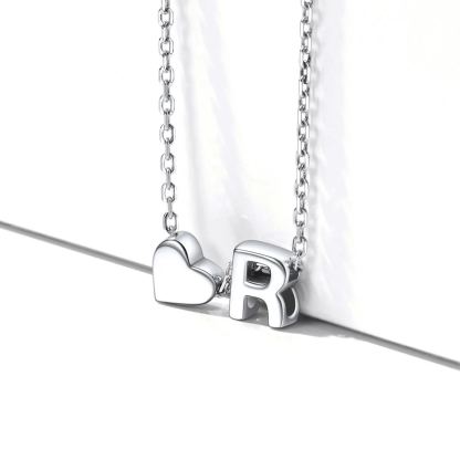 Collier Cœur avec Initiale en Argent Sterling 925 pour Femme