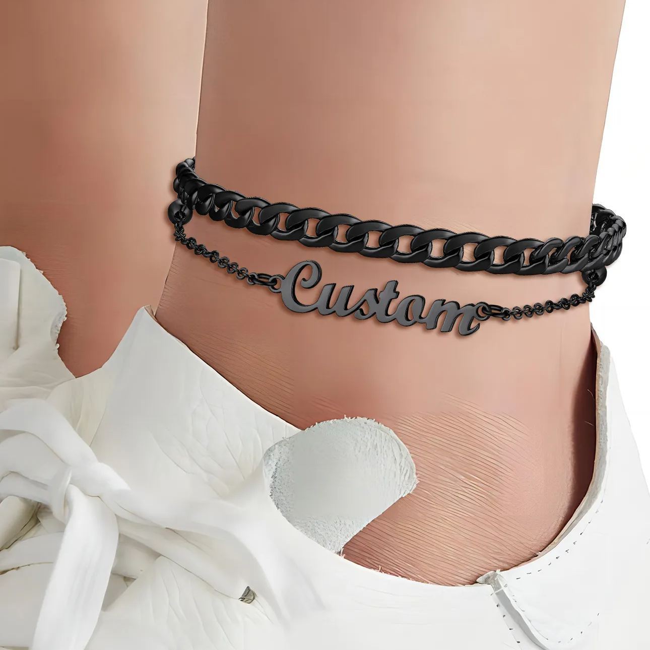 Chaîne de Cheville Ajustable en Acier Inoxydable pour Femme