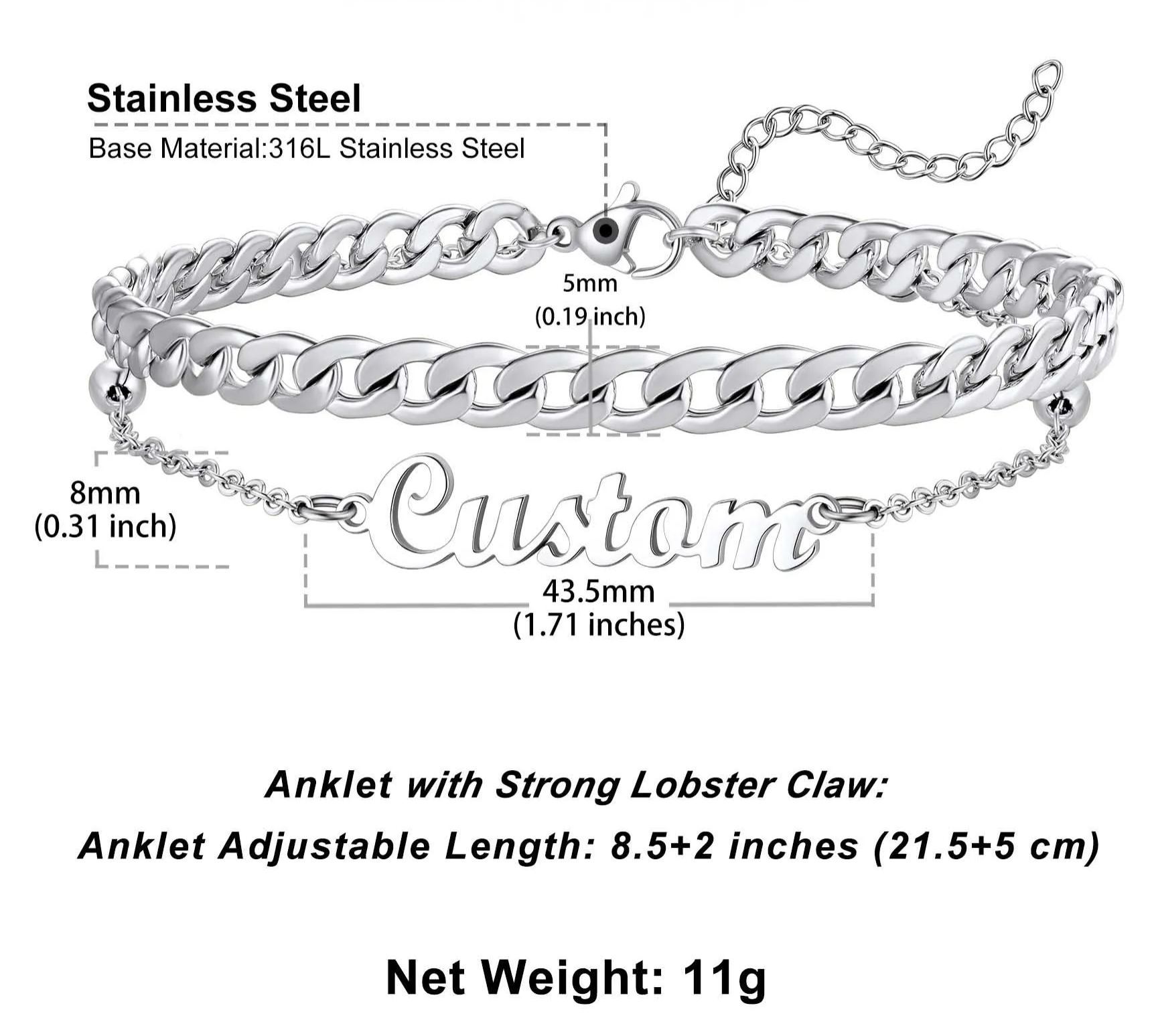 Chaîne de Cheville Ajustable en Acier Inoxydable pour Femme