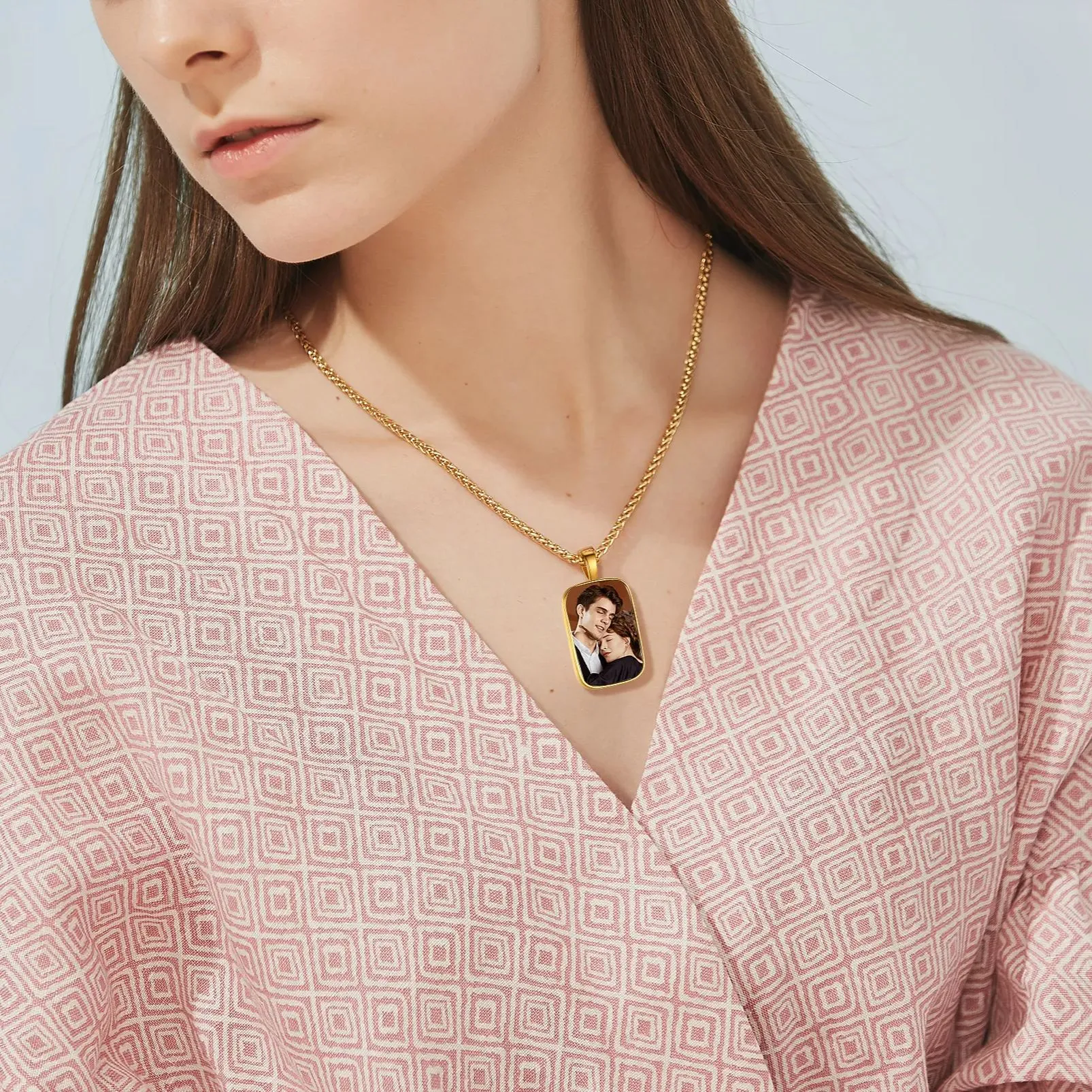  Collier Personnalisé avec Photo en Acier Inoxydable 