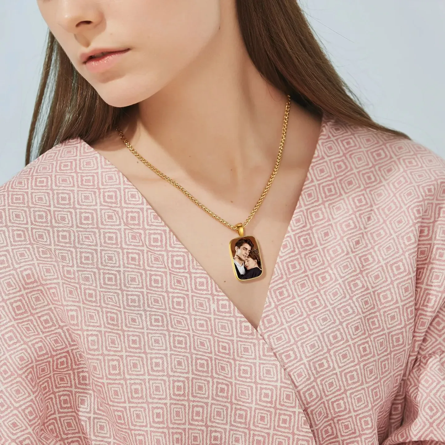  Collier Personnalisé avec Photo en Acier Inoxydable 