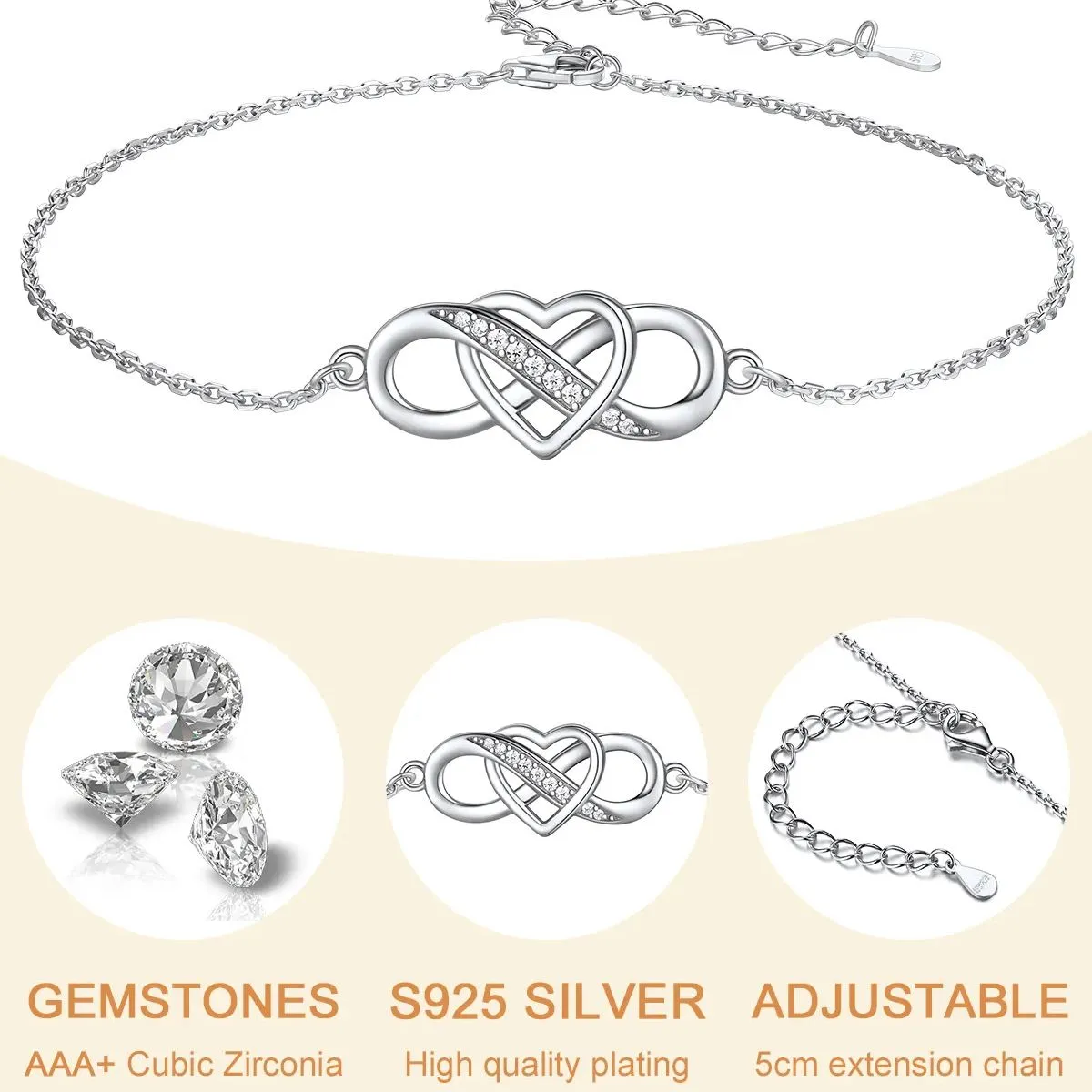 Bracelet de Cheville en Argent Sterling pour Femme