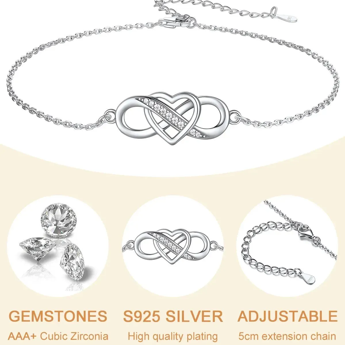 Bracelet de Cheville en Argent Sterling pour Femme