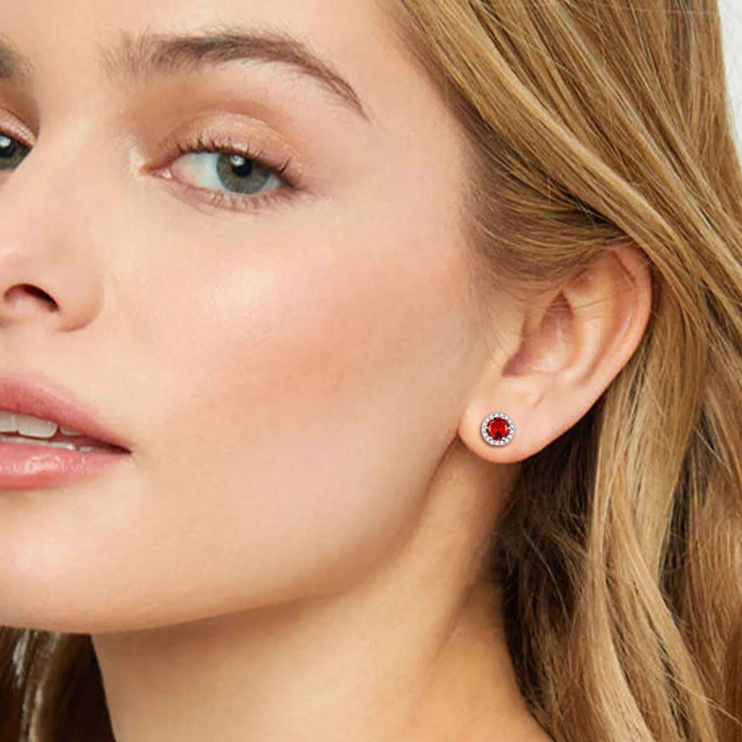 Boucles d’Oreilles Rondes en Argent 925 avec Pierre de Naissance 