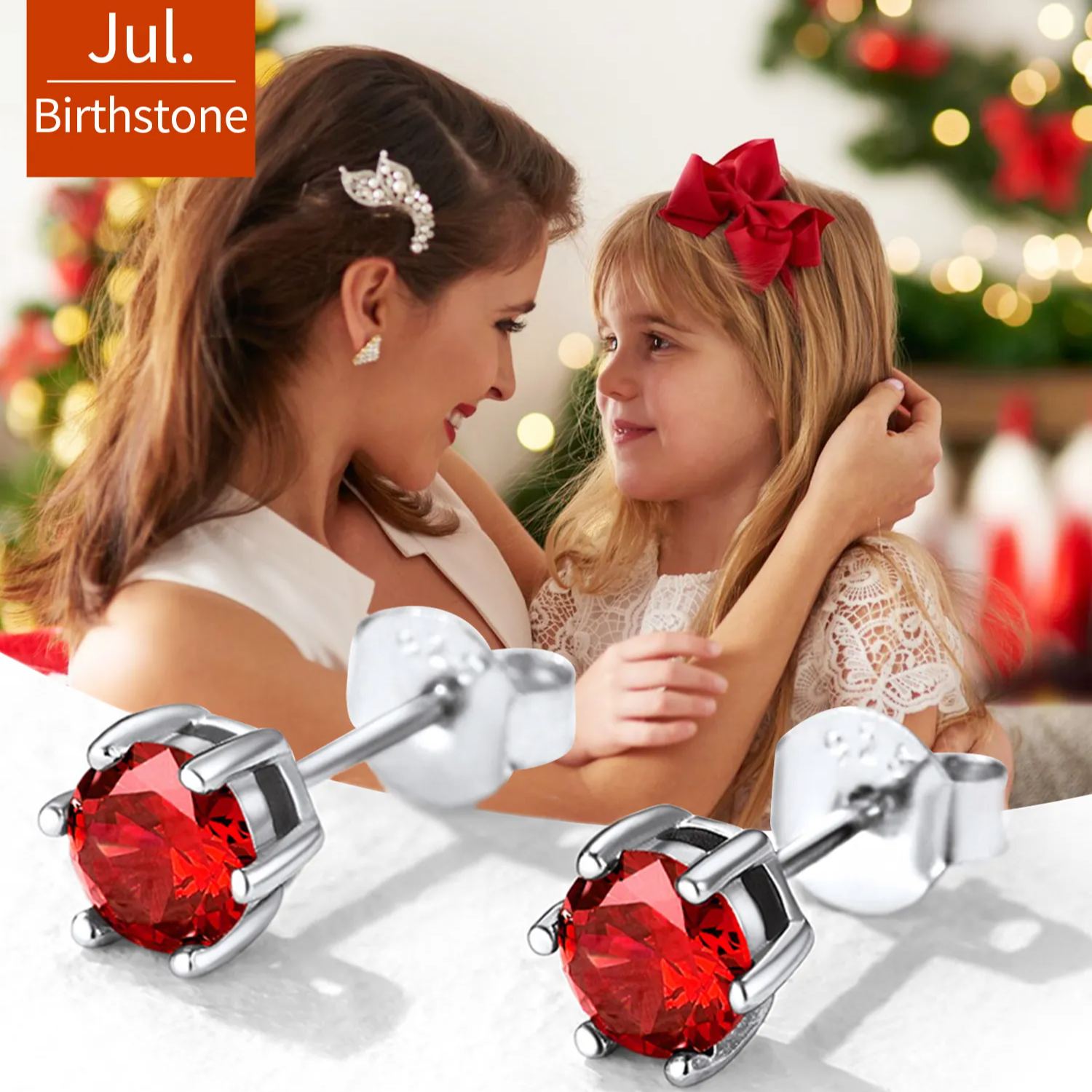 Boucles d’Oreilles Rondes en Argent 925 avec Pierre de Naissance