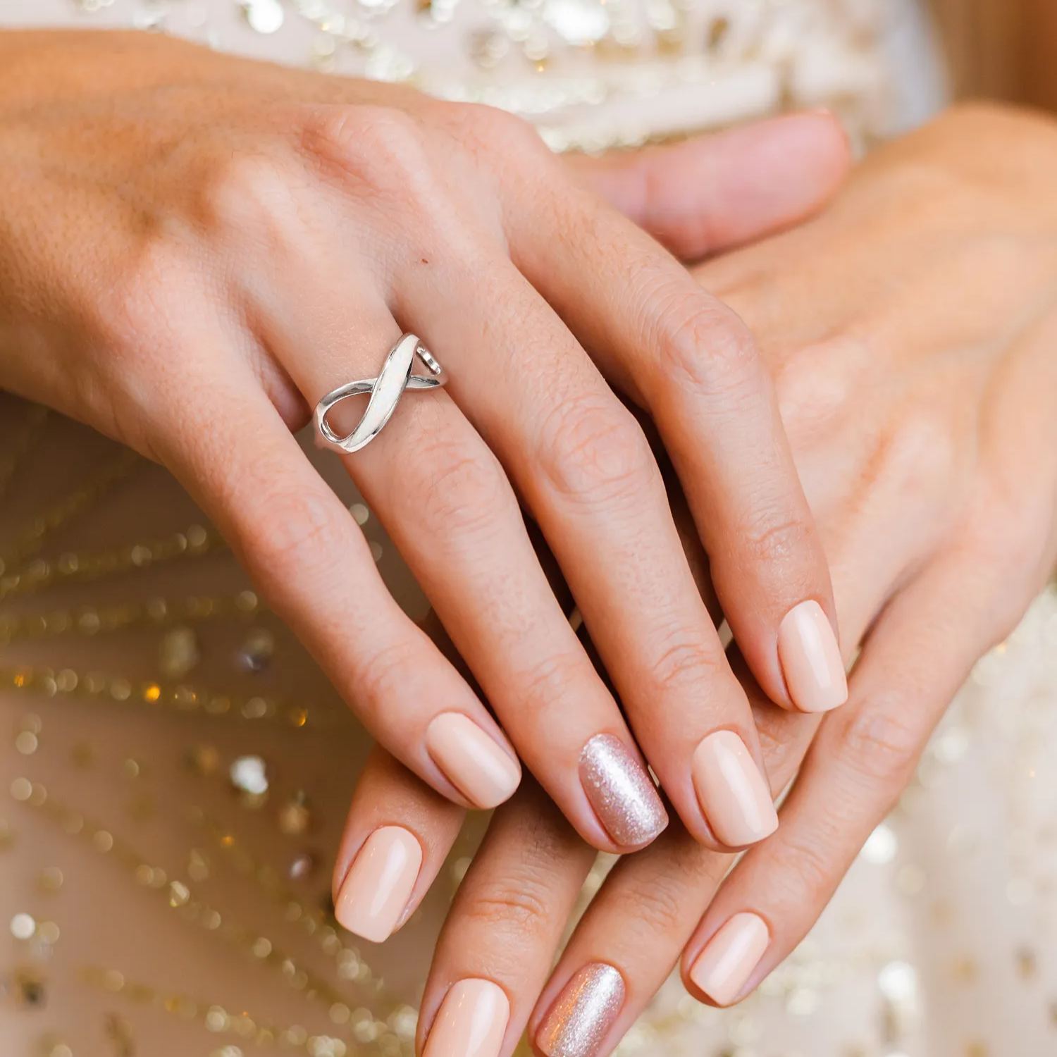 Bague Promesse Infini avec Opale en Argent Sterling 925 