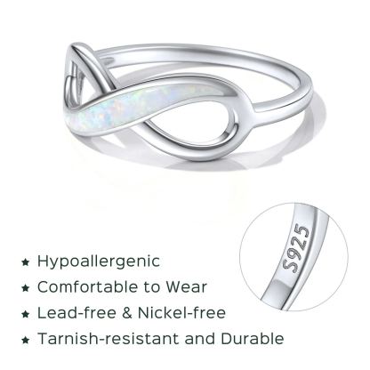 Bague Promesse Infini avec Opale en Argent Sterling 925 pour Femme Détail