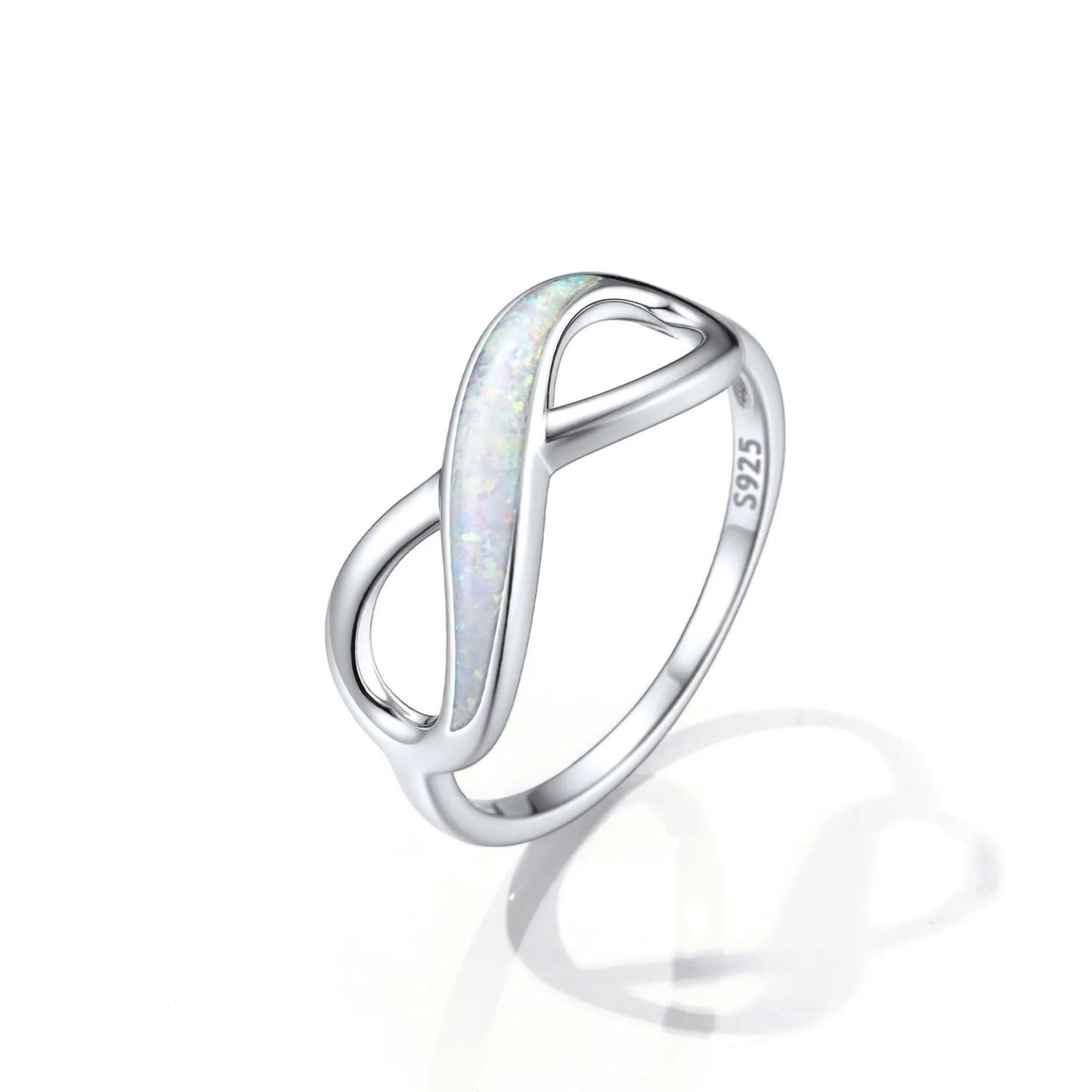 Bague Promesse Infini avec Opale en Argent 925 pour Femme