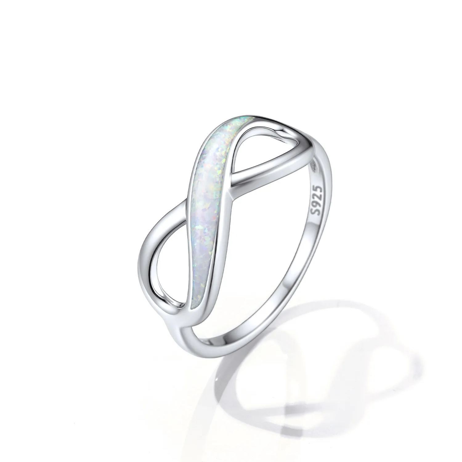 Bague Promesse Infini avec Opale en Argent 925 pour Femme