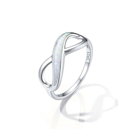 Bague Promesse Infini avec Opale en Argent 925 pour Femme