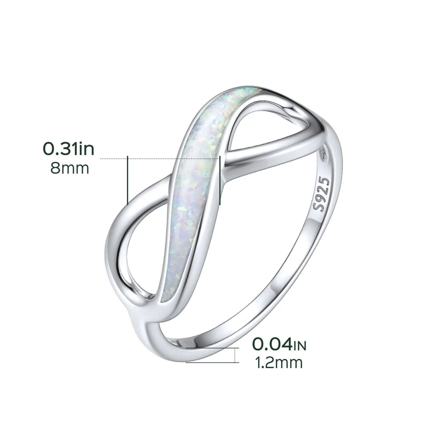 Bague Promesse Infini avec Opale en Argent Sterling 925 Taille