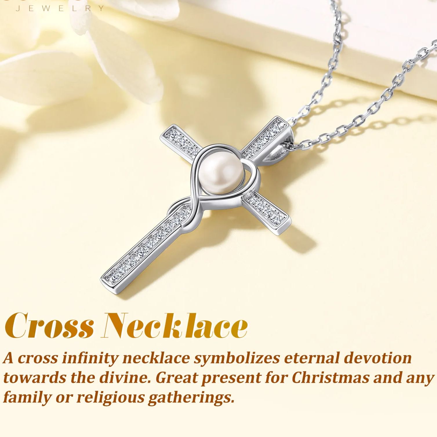 Collier Infini en Argent Sterling 925 avec Perles pour Femme