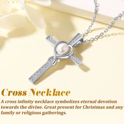 Collier Infini en Argent Sterling 925 avec Perles pour Femme