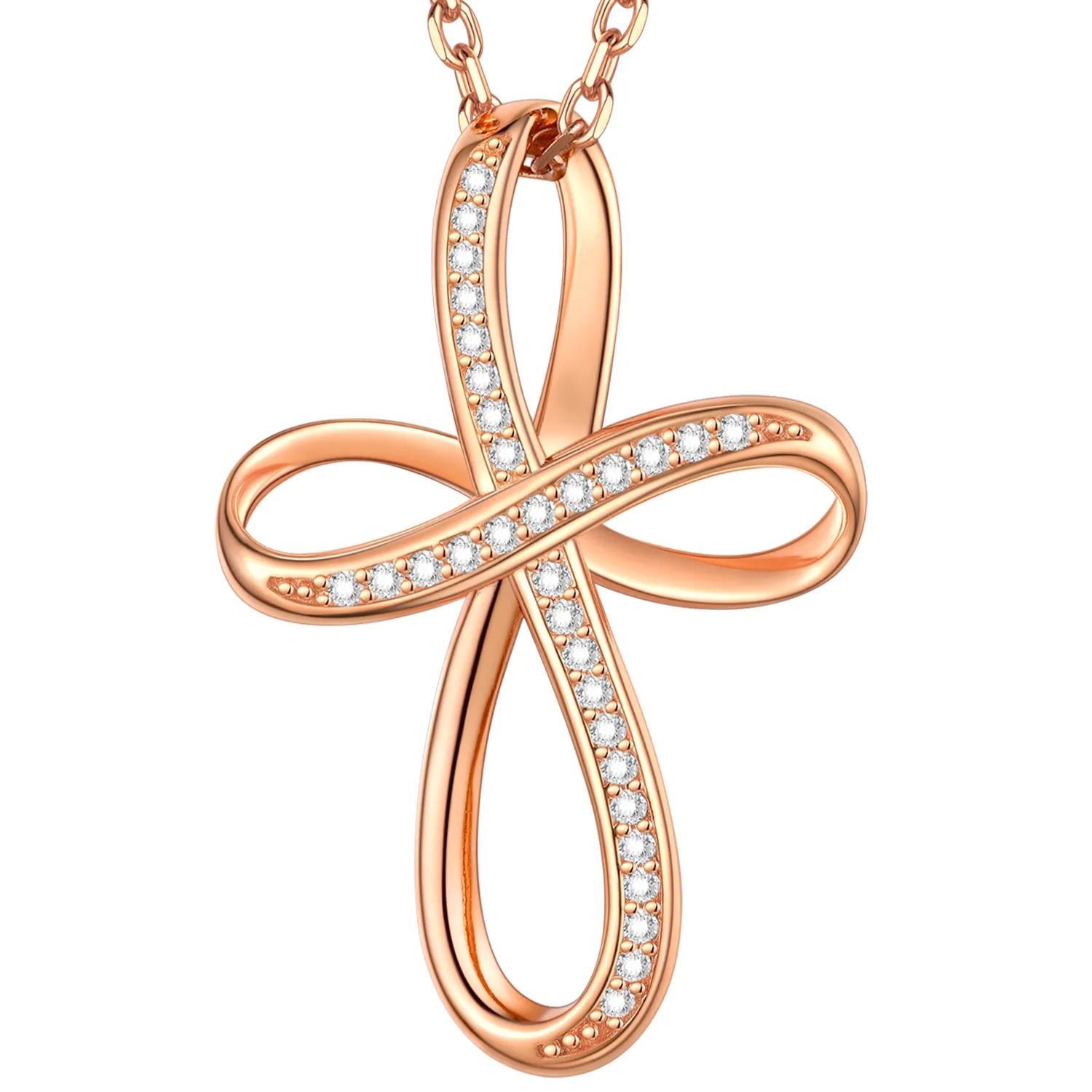 Collier Pendentif Infini en Argent 925 Pour Femme Or Rose