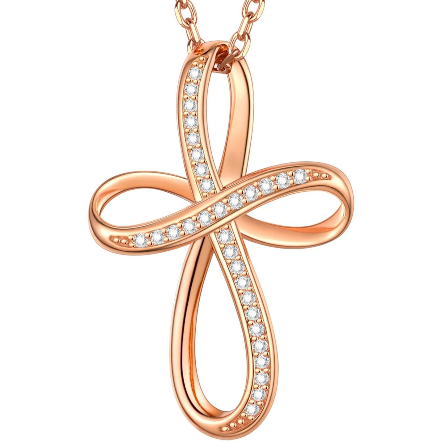 Collier Pendentif Infini en Argent 925 Pour Femme Or Rose