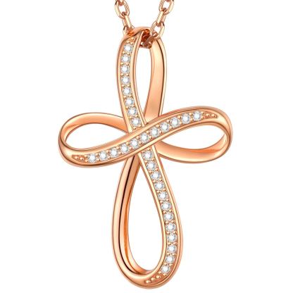Collier Pendentif Infini en Argent 925 Pour Femme Or Rose
