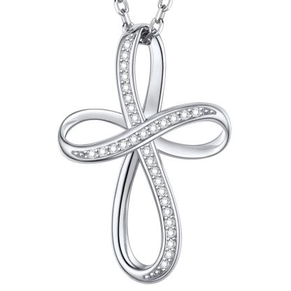 Collier Pendentif Infini en Argent Sterling 925 Pour Femme Argenté