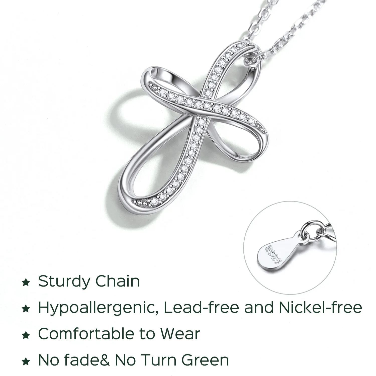 Collier Pendentif Infini en Argent Sterling 925 Pour Femme Détail