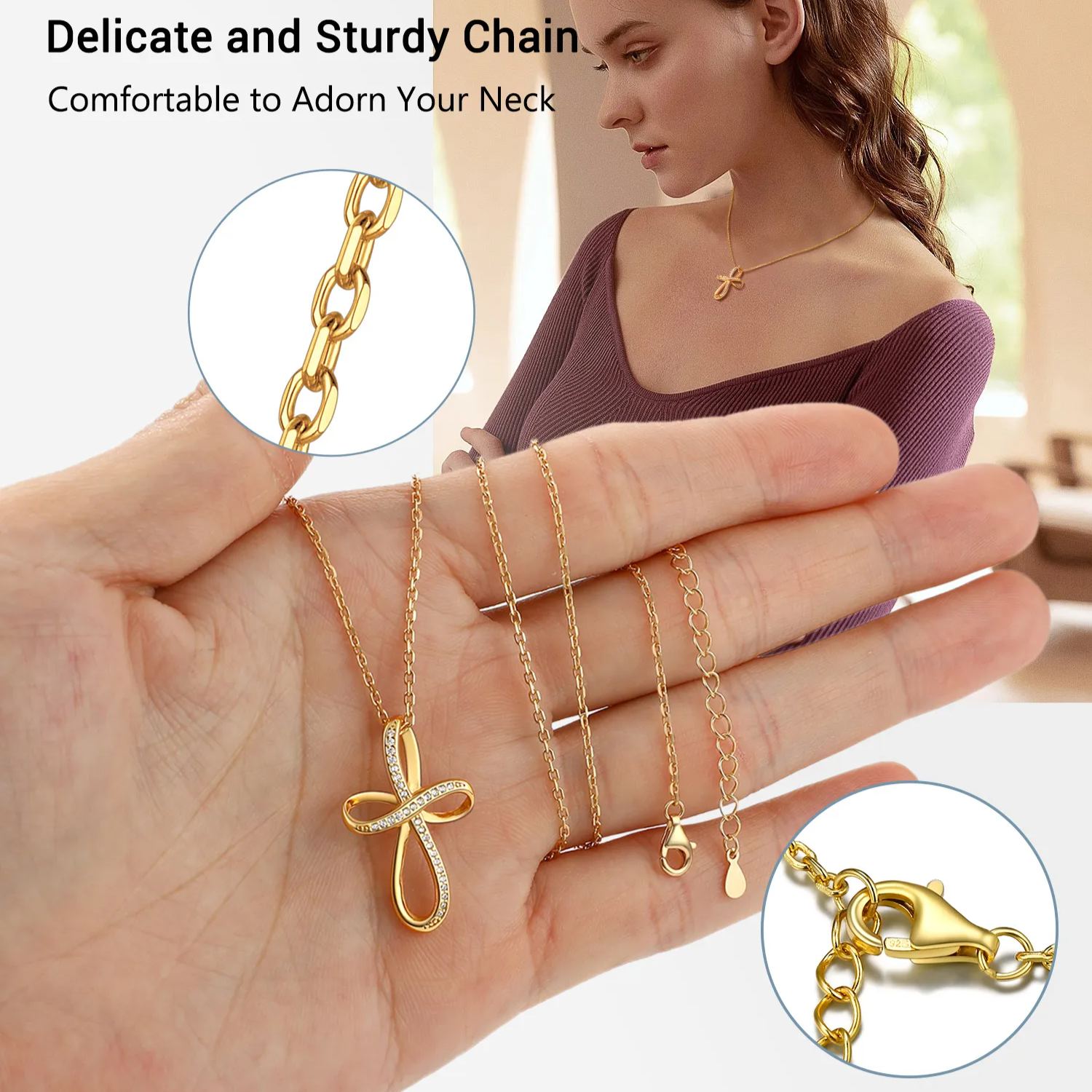 Collier Pendentif Croix Infini Pour Femme