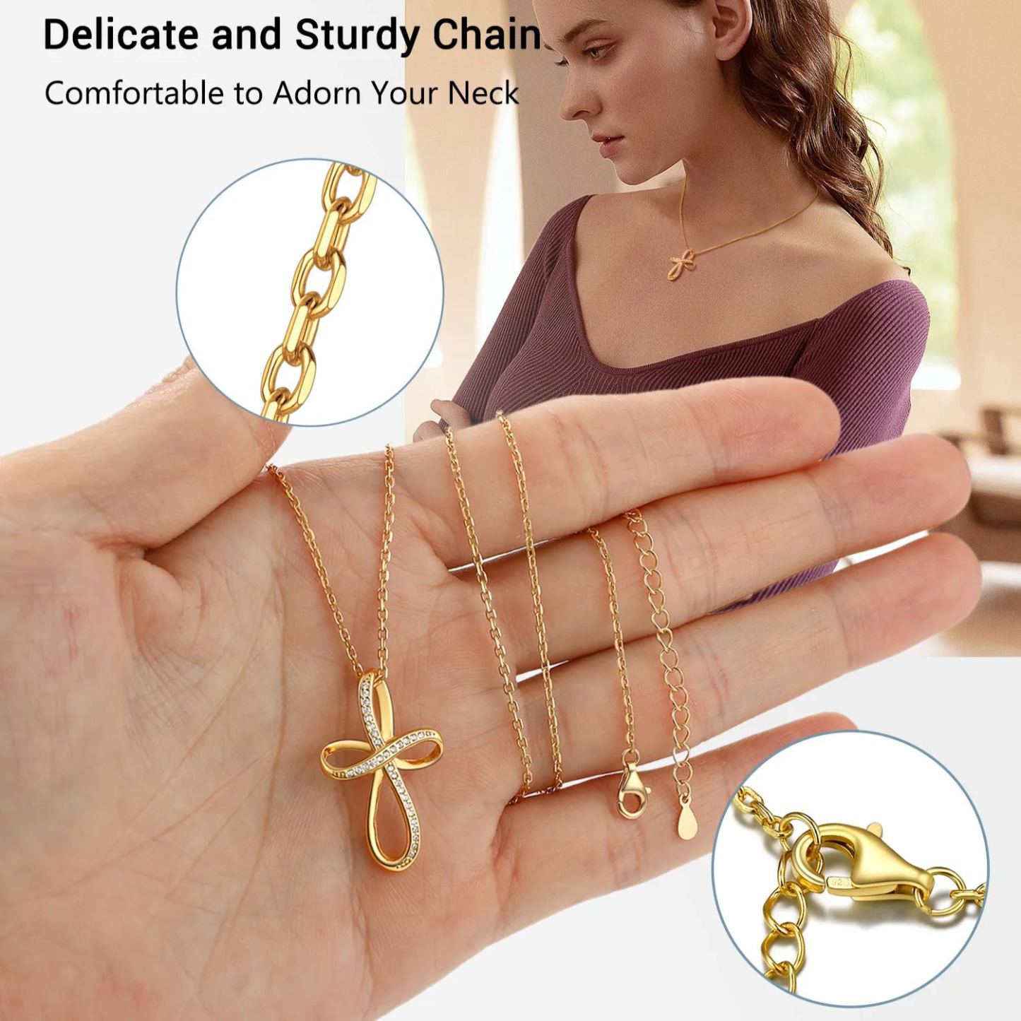 Collier Pendentif Croix Infini Pour Femme