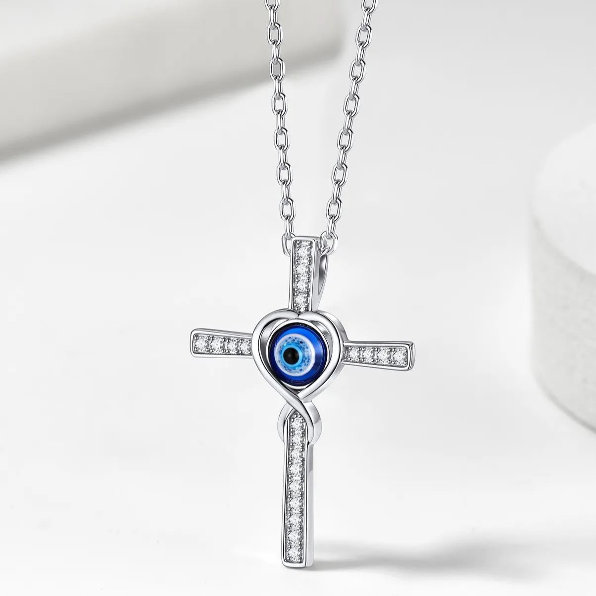 Collier Unisexe en Argent 925 avec  Œil d'Horus et Pierre