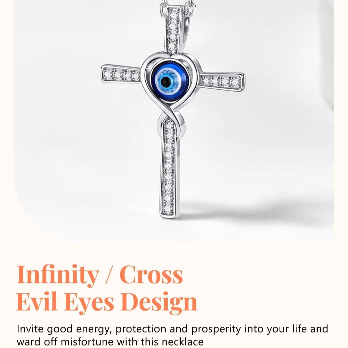 Collier Infini Nœud Celtique avec Croix Œil d'Horus et Pierre en Argent 925 