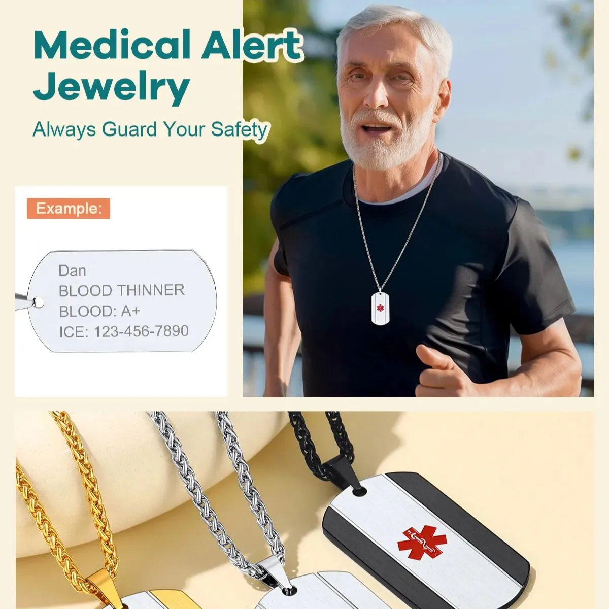 Collier Médical Personnalisé pour Hommes et Femmes