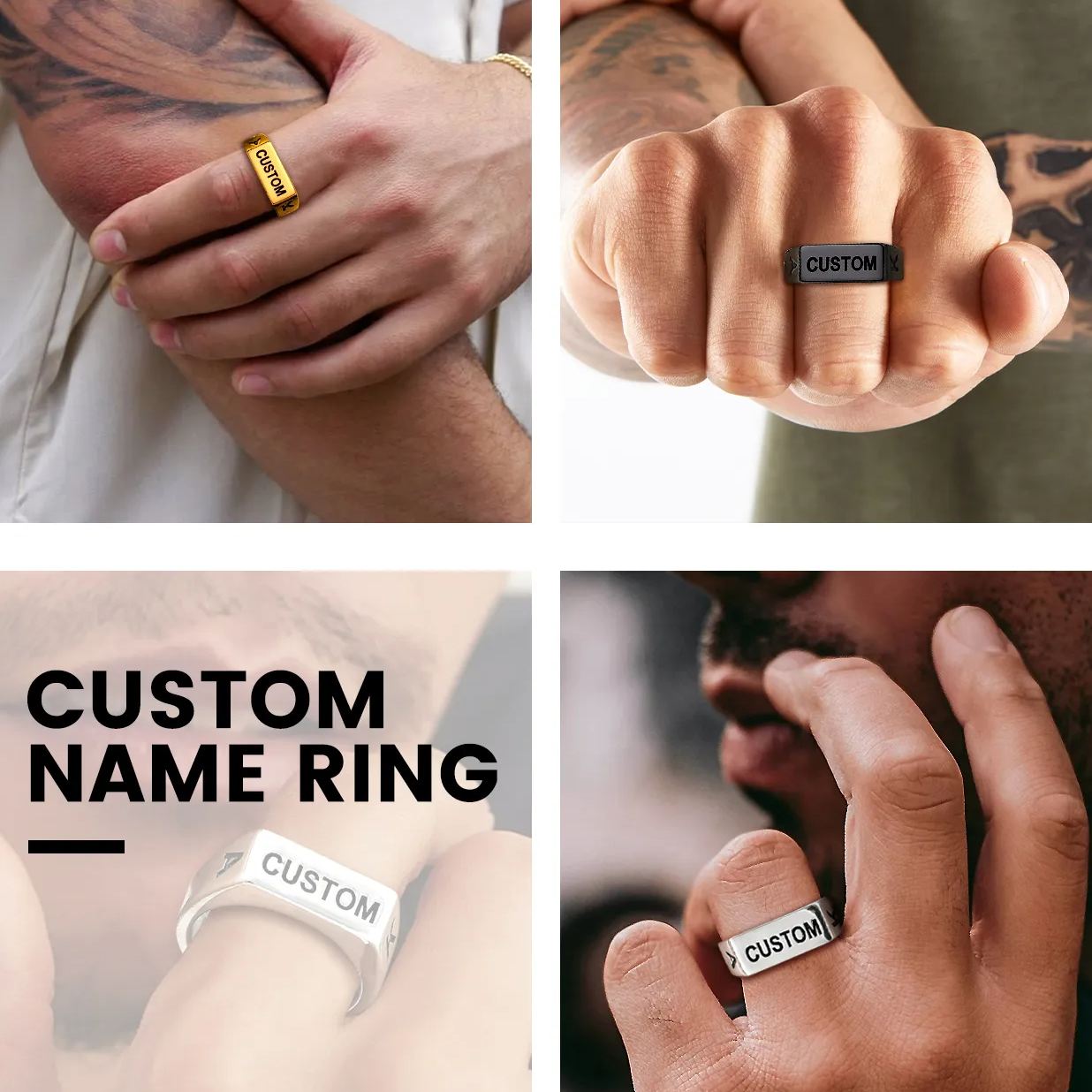 Bague Chevalière Gravée Personnalisée avec nom pour Homme